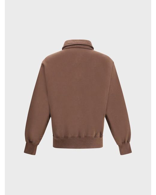 Prada Brown Long-Sleeved Fleece Polo Shirt for men