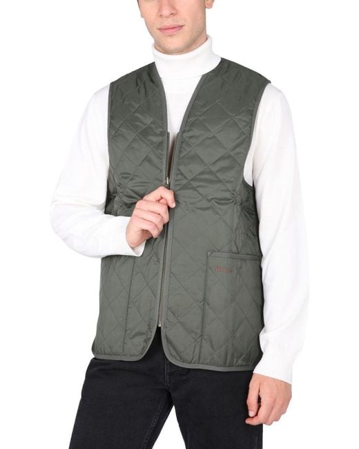 Barbour Gray Reversible Checkered Zip-Up Gilet for men