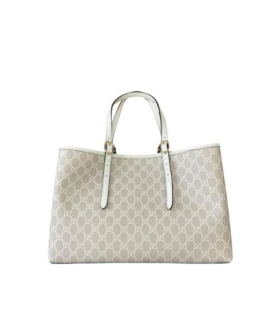 Gucci Natural Gg Emblem Large Tote Bag