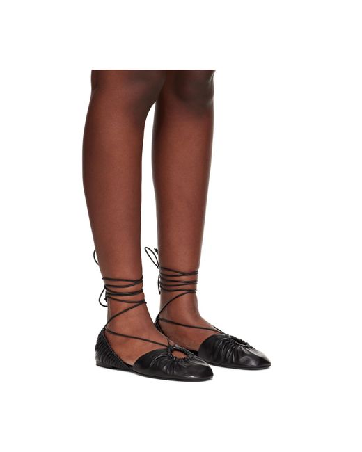 Lanvin Brown Mesure Lace-Up Leather Ballet Flats