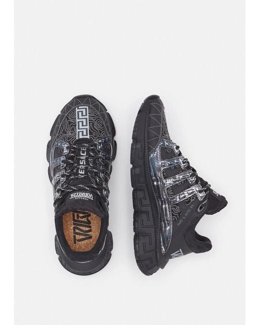 Versace Black Trigreca Lace-Up Sneakers for men