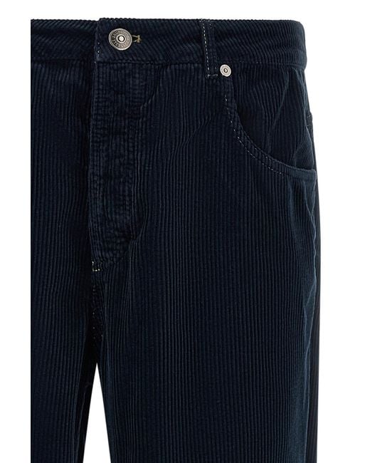 Brunello Cucinelli Blue Corduroy Pants for men