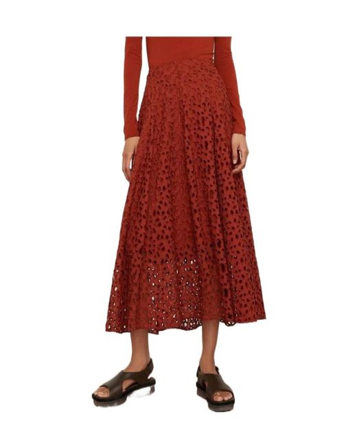Vince A-Line Lace-Embroidered Skirt
