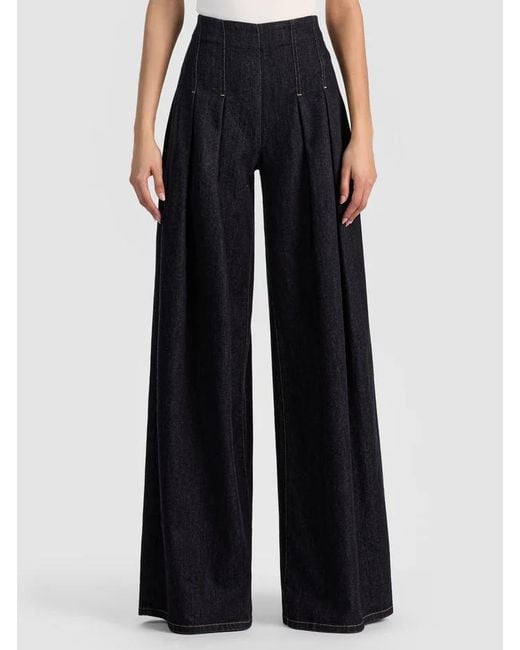 Alice + Olivia Blue Pleated Jeans