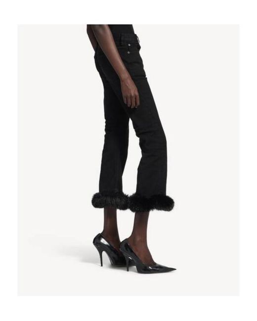 Balenciaga Black Flared Trim Detailed Pants