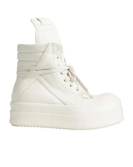 Rick Owens White Mega Bumper Geobasket Zip-Up Sneakers