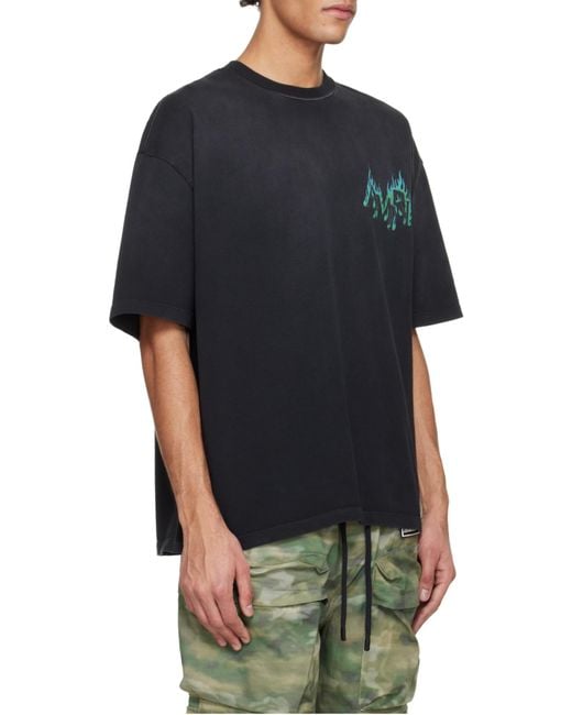 Amiri Black Logo Flames Crewneck T-Shirt for men