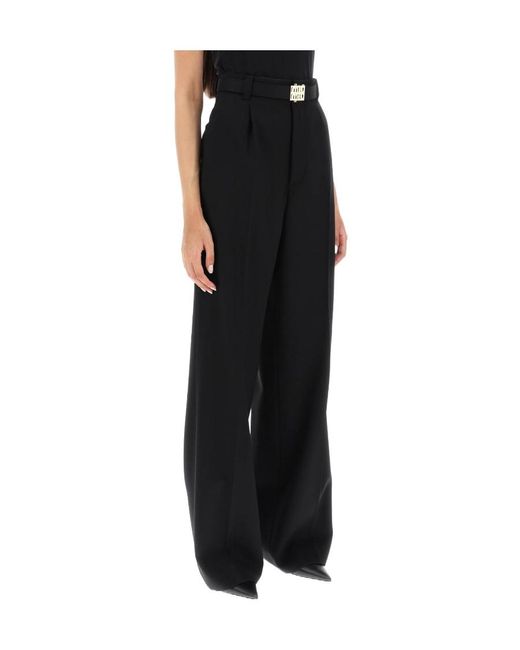 Miu Miu Black Belt-Loop Wool Trousers