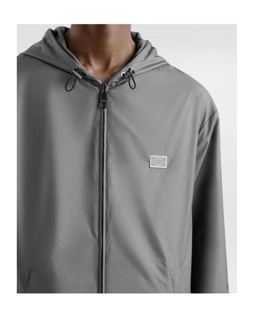 Dolce & Gabbana Gray Technical Hooded Jacket for men