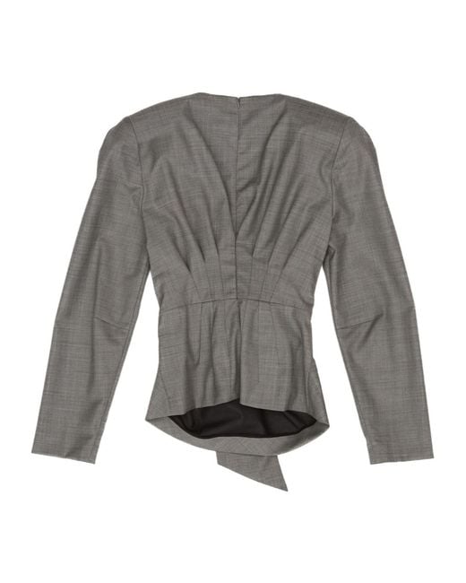 Magda Butrym Gray Back Tie Detailed Fitted Blouse