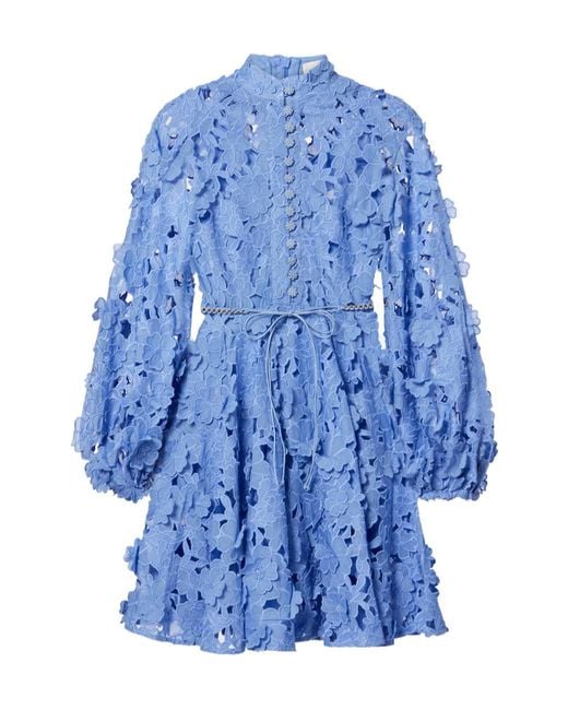 Zimmermann Blue Patience Floral Lace Minidress