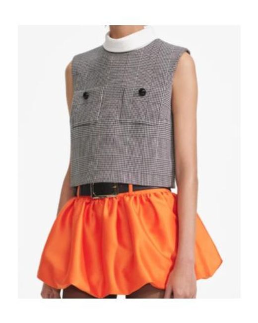 Self-Portrait Gray Checked Cropped Vest