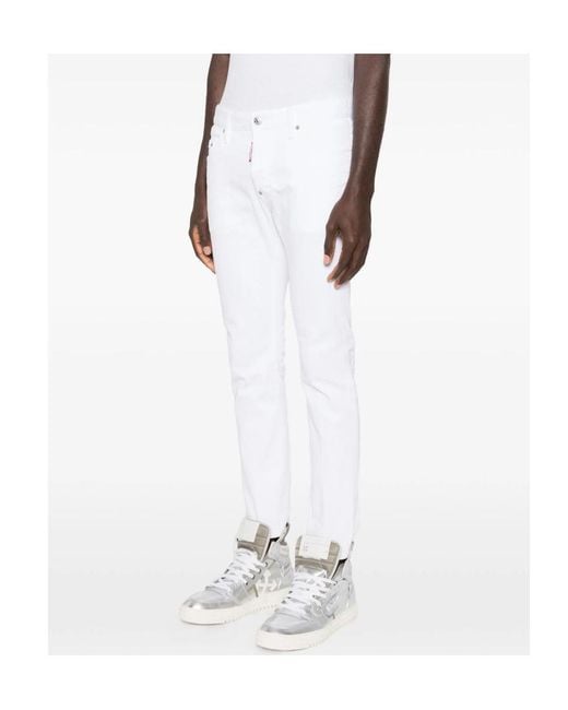 DSquared² White Skater Rivet Skinny Five-Pocket Jeans for men