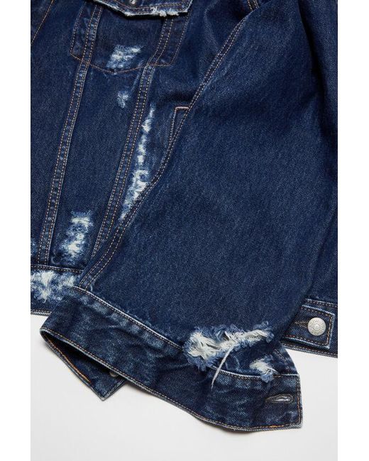 Acne Blue Relaxed Fit Distressed Denim Jacket for men