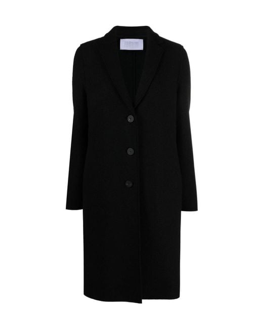 Harris Wharf London Black Single-Breasted Boiled Wool Coat