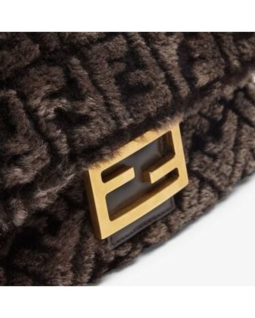Fendi Black Baguette Chain Midi Shoulder Bag