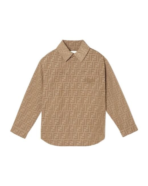 Fendi Natural Caramel Canvas Junior Go-To-Jacket With Logo