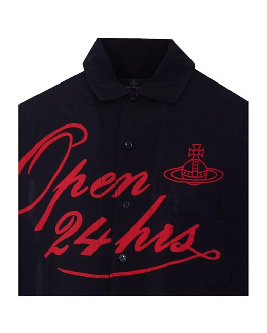 Vivienne Westwood Black Logo Printed Buttoned Shirt for men