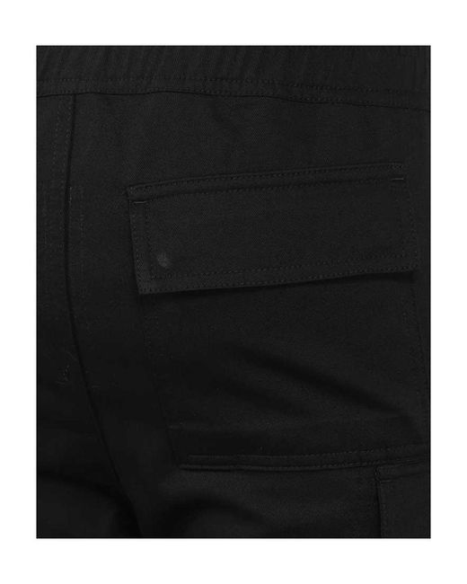 Rick Owens Black Tapered Leg Cargo Track Trousers for men