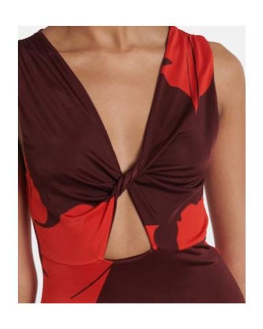 Johanna Ortiz Red Printed Jersey Maxi Dress