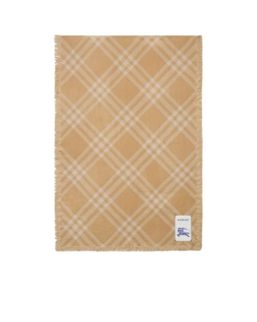 Burberry Natural Checked Fringed Scarf