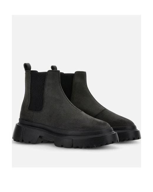 Hogan Black Chelsea Round-Toe Boots for men