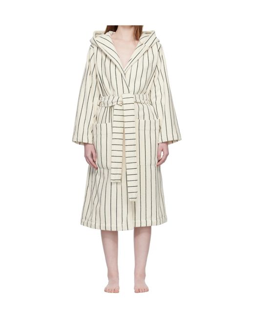 Tekla White Terry Hooded Lace-Up Bathrobe for men