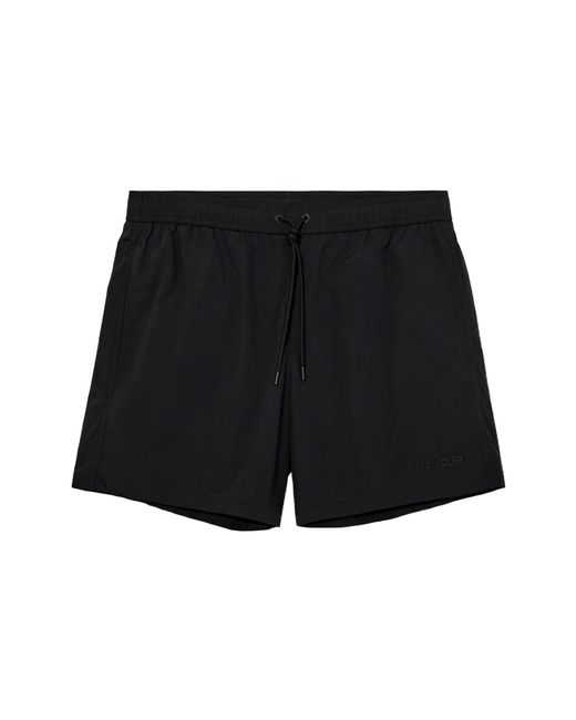 Moncler Black Logo-Embroidered Swim Shorts for men