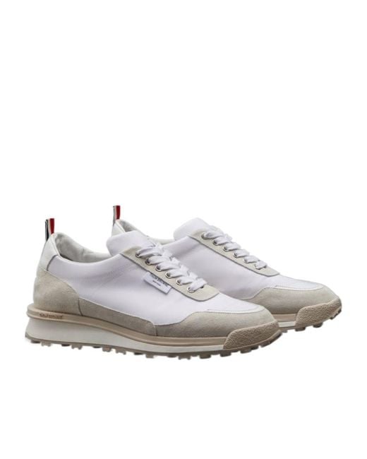 Thom Browne White Round Toe Lace-Up Sneakers for men
