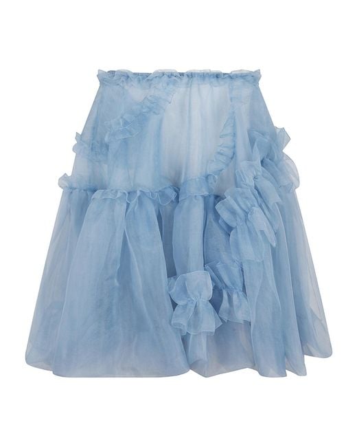 Ermanno Scervino Blue Ruffled Tulle Skirt