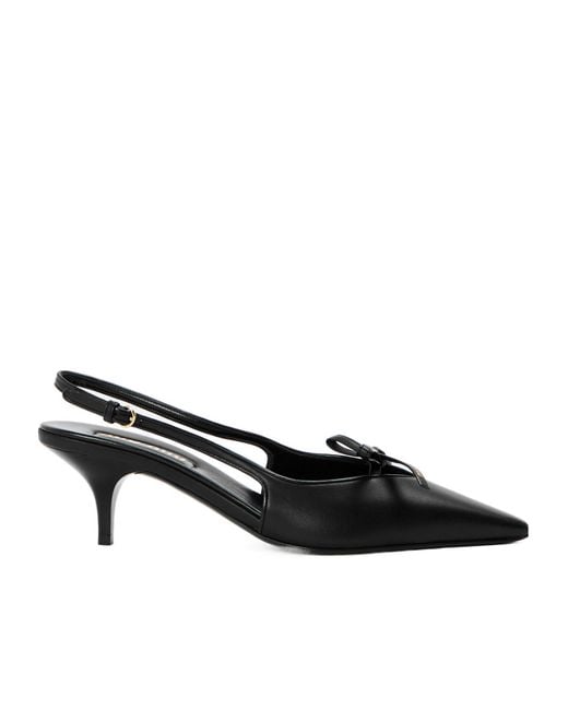 Miu Miu Black Logo Bow Kitten Slingbacks