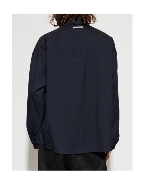 Marni Blue Oversized Pocket Shirt for men