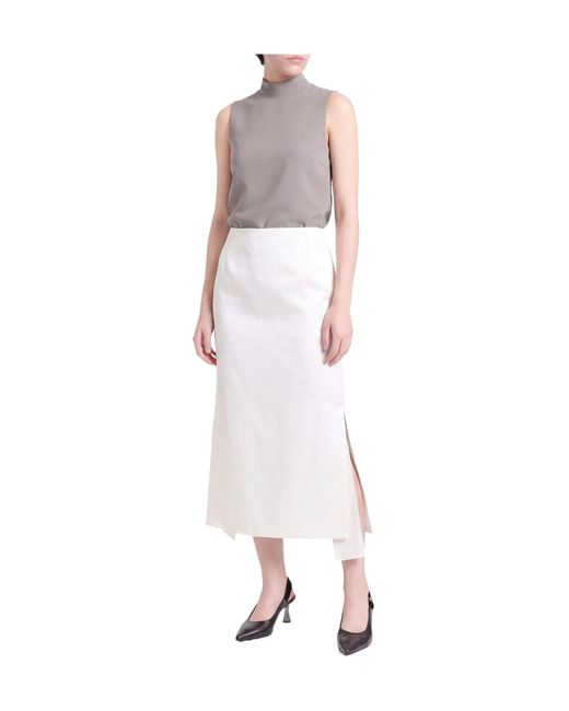 Sportmax White Solid-Color Midi Skirt