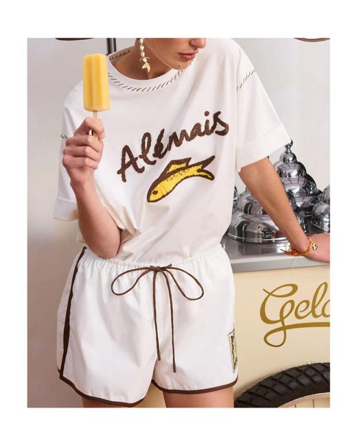 ALÉMAIS White Crew Neck Short-Sleeved T-Shirt