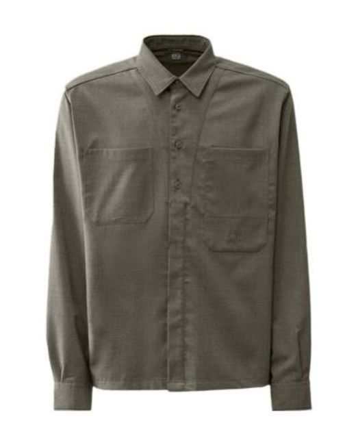 C P Company Green Long-Sleeved Wool Shirt for men