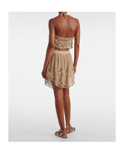 Rabanne White Crochet Embellished Lamé Crop Top