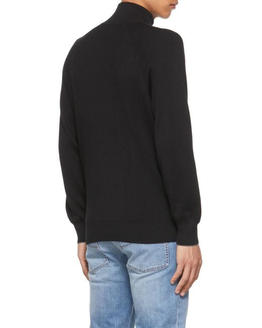 Brunello Cucinelli Black High Neck Knitted Jumper for men