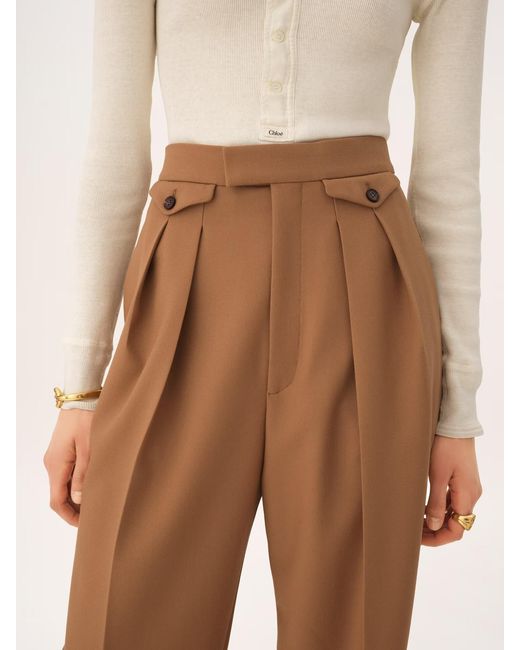 Chloé Natural Flap-Pockets Trousers