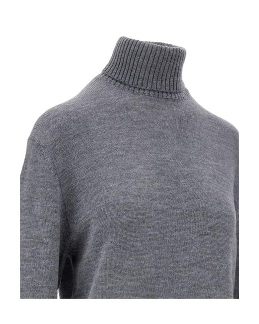 Jil Sander Gray Long-Sleeved High-Neck Sweater