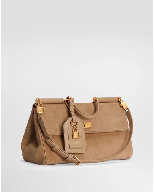 Dolce & Gabbana Natural Medium Sicily Foldover Top Tote Bag