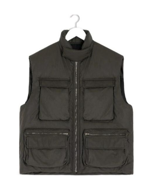 Lemaire Black Wadded Zip-Fastening Multiple-Pocket Gilet
