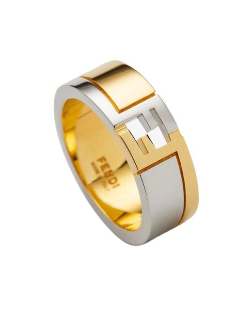 Fendi Metallic Ff Cube Ring for men