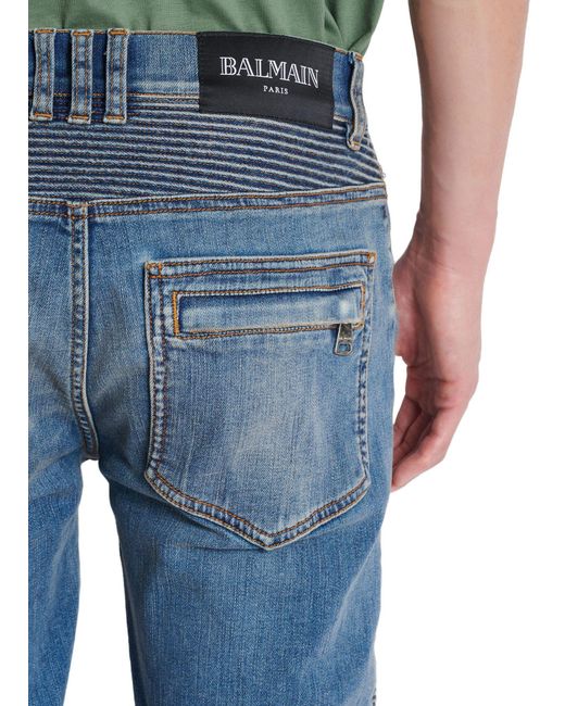 Balmain Blue Belt-Loop Jeans for men