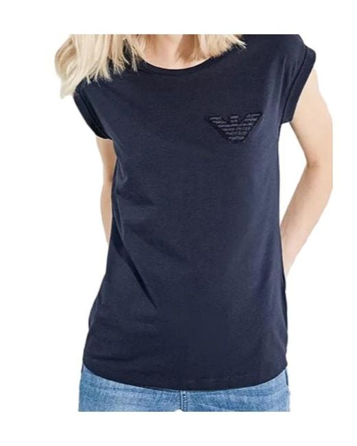 Emporio Armani Blue Round Collar Logo T-Shirt