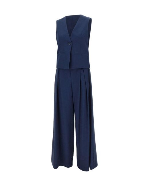 Kaos Blue Sleeveless Vest Palazzo Suits