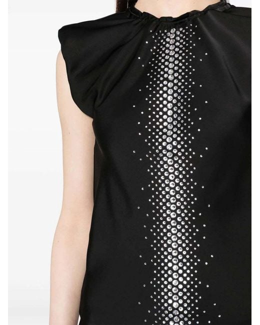 The Attico Black Rhinestone-Embellished Midi Dress