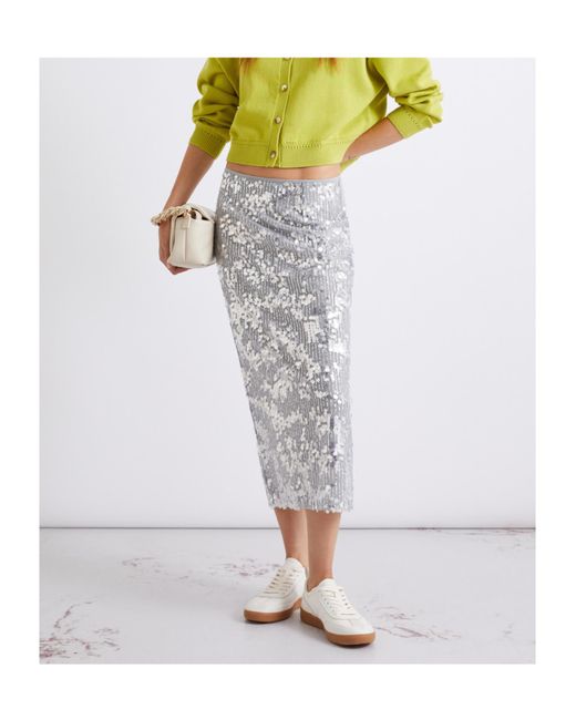 Marella Gray Sequinned Midi Skirt