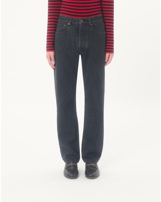 Valentino Gray Logo Patch Regular Fit Jeans for men