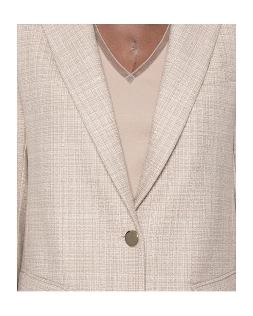 Fabiana Filippi Natural Checked-Pattern Single-Breasted Blazer