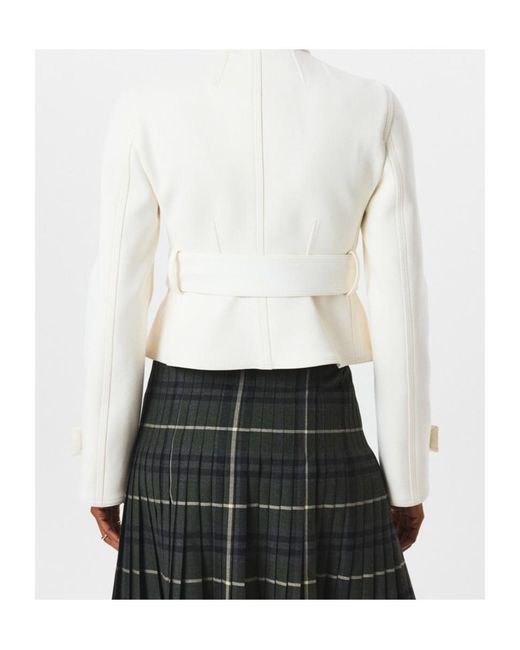 Burberry White Stretch Cotton Blend Tailored Jacket